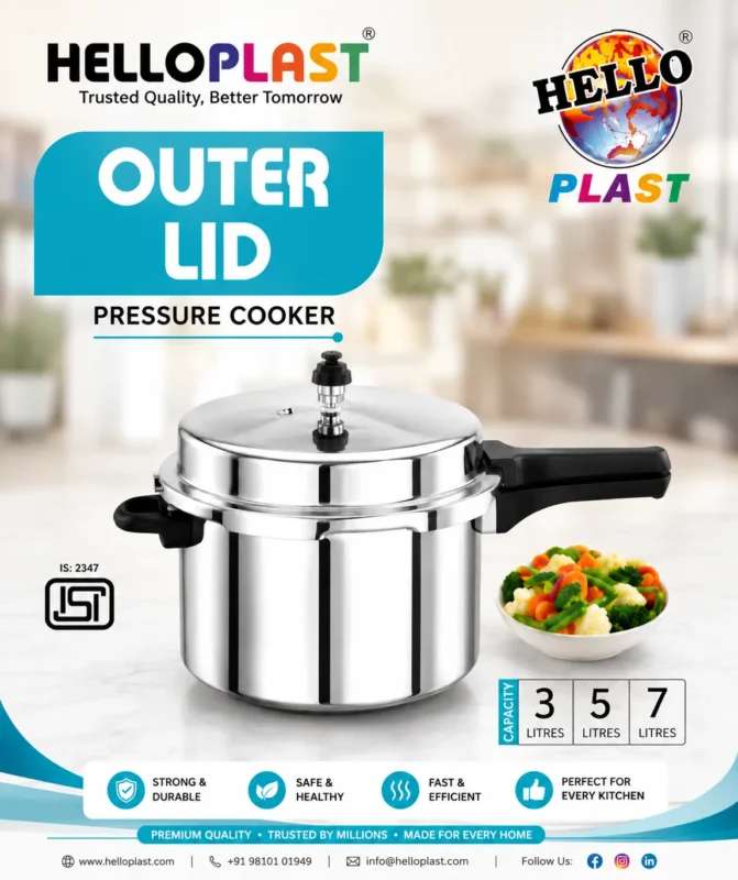 This is the Outer Lid Pressure Cooker by HelloPlast.