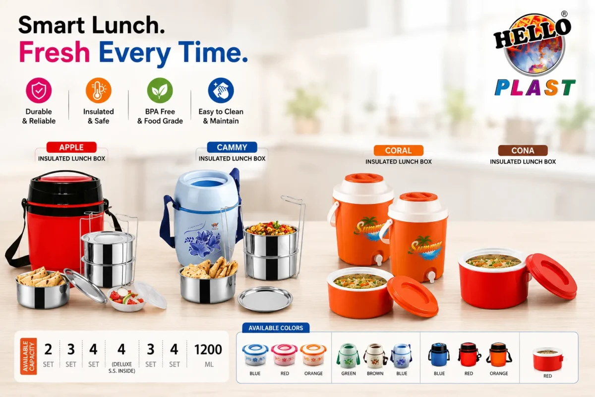 This image shows lunch boxes produced by Helloplast.