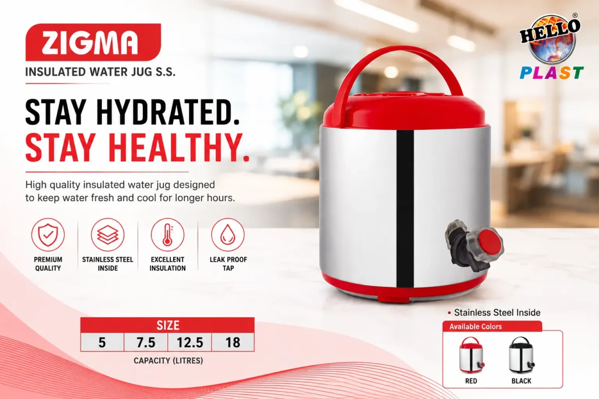 Zigma Insulated Water Jug is a product of HelloPlast.