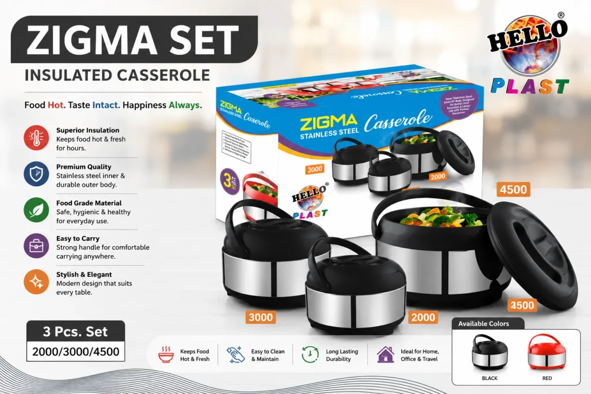 Zigma Set Insulated Casserole by HelloPlast.