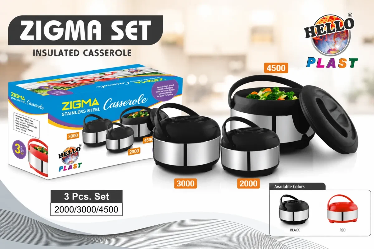 Zigma Set Insulated Casserole by HelloPlast.